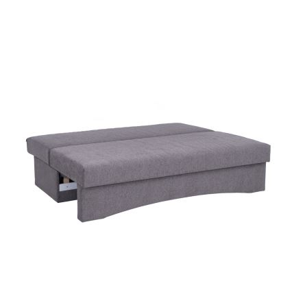 Tapicerowana, składana sofa trzyosobowa do codziennego spania bez podłokietników PAUL szary