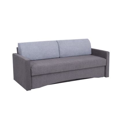 Tapicerowana, składana sofa trzyosobowa do codziennego spania z podłokietnikami PAUL szary