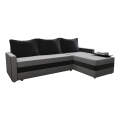 Tapicerowana, uniwersalna rozkładana narożna sofa typu L BRISTOL szary/czarny
