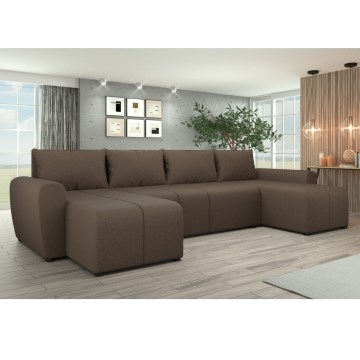 Tapicerowana, uniwersalna rozkładana sofa typu U NEWPORT brązowy