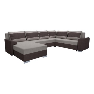 Tapicerowana, uniwersalna rozkładana sofa typu U OXFORD brązowy/taupe