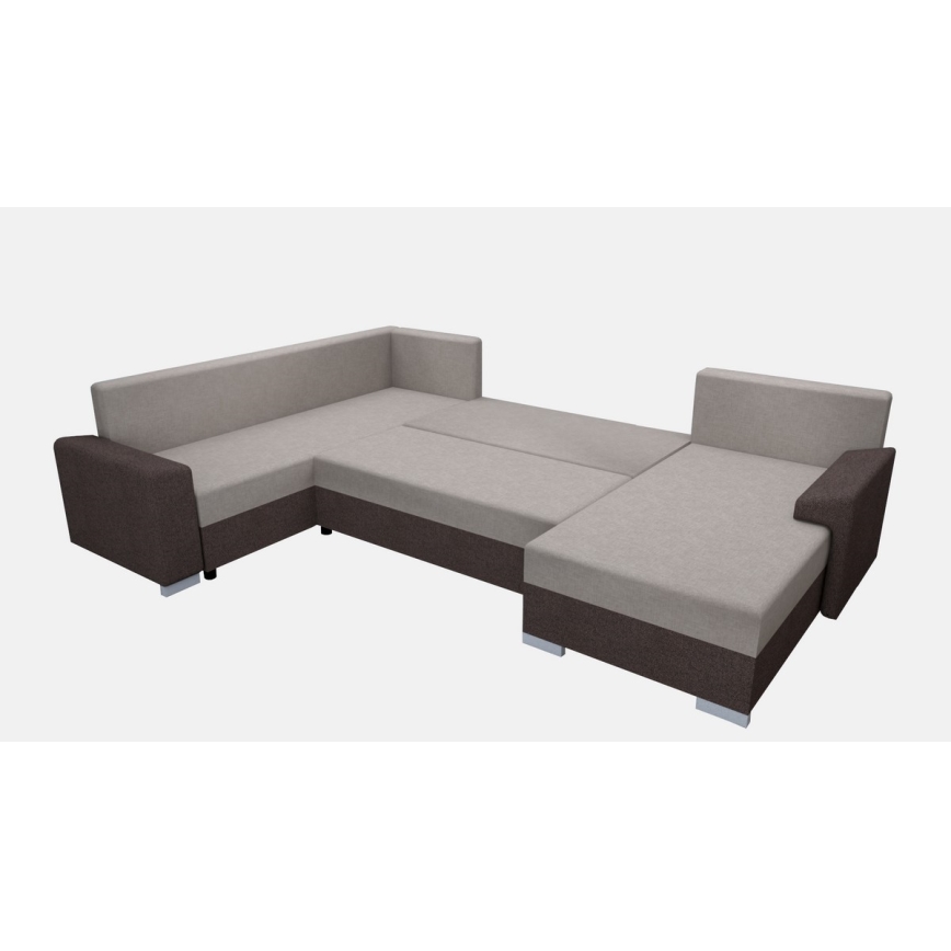 Tapicerowana, uniwersalna rozkładana sofa typu U OXFORD brązowy/taupe
