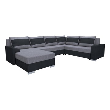 Tapicerowana, uniwersalna rozkładana sofa typu U OXFORD czarny/szary