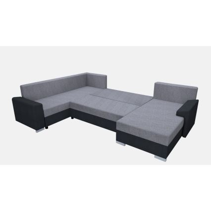 Tapicerowana, uniwersalna rozkładana sofa typu U OXFORD czarny/szary