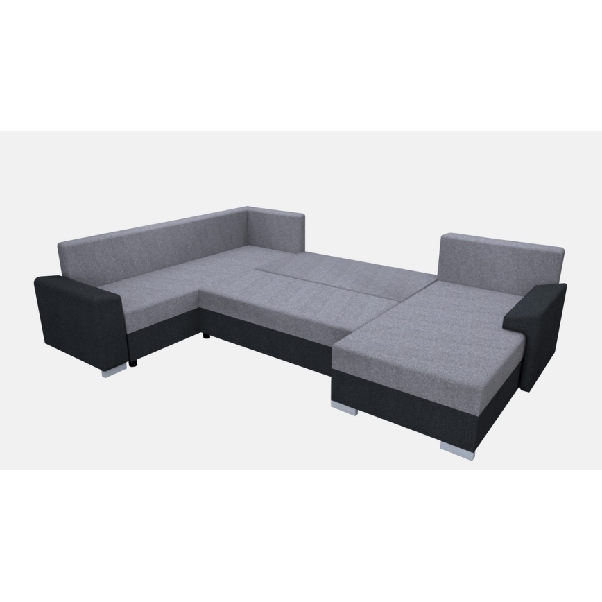Tapicerowana, uniwersalna rozkładana sofa typu U OXFORD czarny/szary