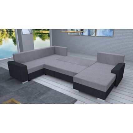 Tapicerowana, uniwersalna rozkładana sofa typu U OXFORD czarny/szary