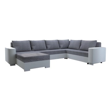 Tapicerowana, uniwersalna rozkładana sofa typu U YORK biały/szary
