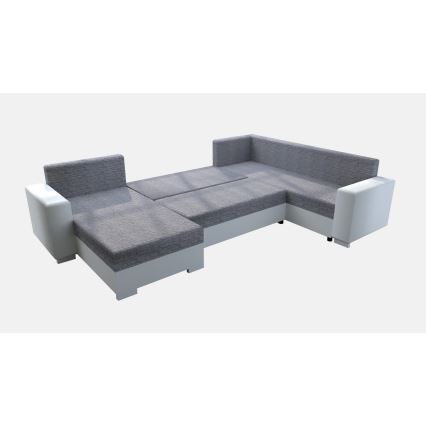 Tapicerowana, uniwersalna rozkładana sofa typu U YORK biały/szary