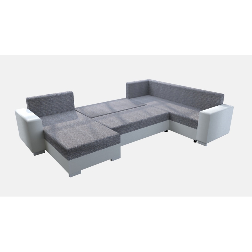 Tapicerowana, uniwersalna rozkładana sofa typu U YORK biały/szary