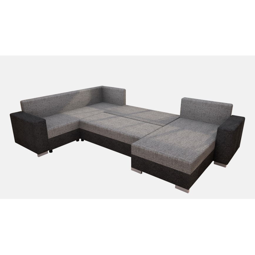 Tapicerowana, uniwersalna rozkładana sofa typu U YORK brązowy/beżowy