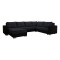 Tapicerowana, uniwersalna rozkładana sofa typu U YORK czarny/antracyt
