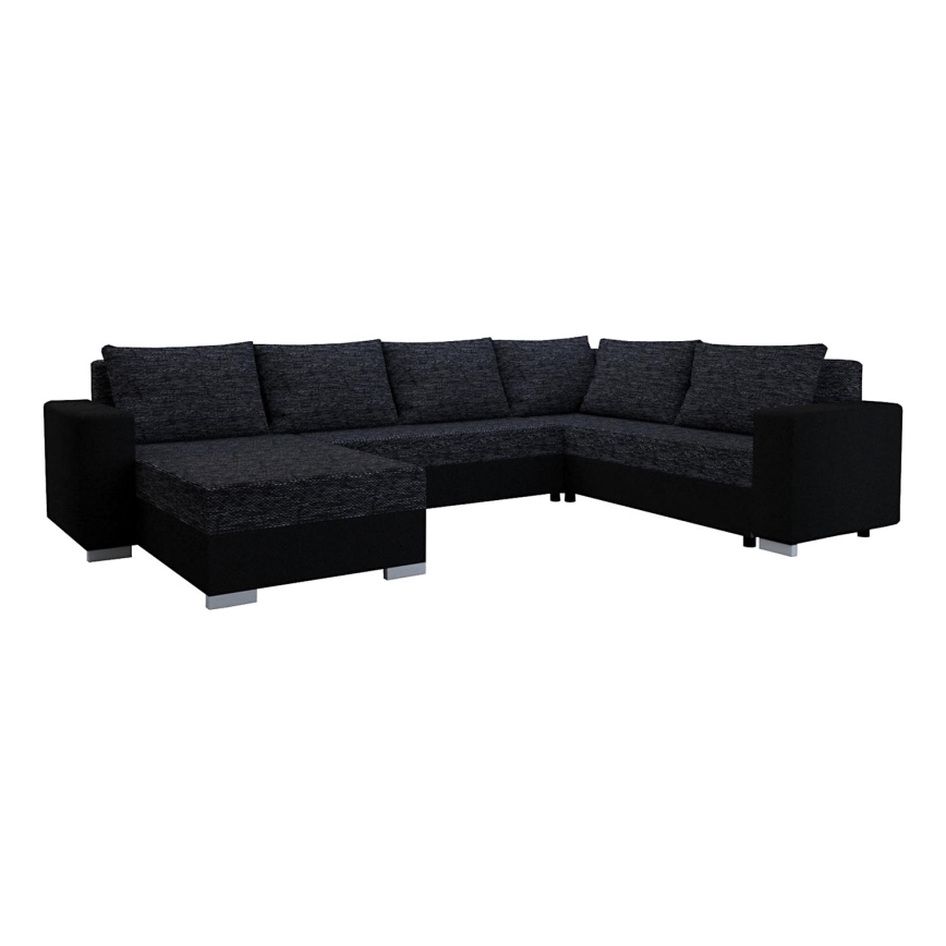 Tapicerowana, uniwersalna rozkładana sofa typu U YORK czarny/antracyt