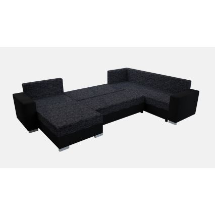 Tapicerowana, uniwersalna rozkładana sofa typu U YORK czarny/antracyt