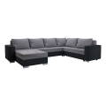 Tapicerowana, uniwersalna rozkładana sofa typu U YORK szary/czarny