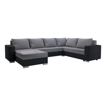 Tapicerowana, uniwersalna rozkładana sofa typu U YORK szary/czarny