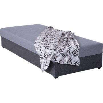 Tapicerowana válenda z pojemnikiem na pościel JACOB XL, nośność 130 kg, 90x200 cm, szara