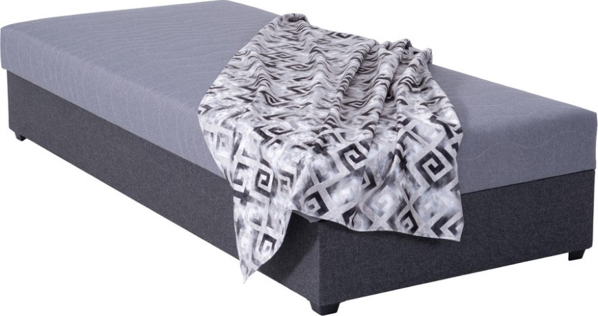 Tapicerowana válenda z pojemnikiem na pościel JACOB XL, nośność 130 kg, 90x200 cm, szara