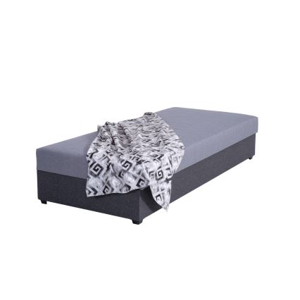 Tapicerowana válenda z pojemnikiem na pościel JACOB XL, nośność 130 kg, 90x200 cm, szara