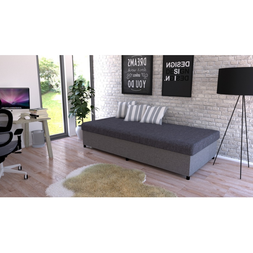 Tapicerowane łóżko dzienne z miejscem do przechowywania CORY 80x200 szary