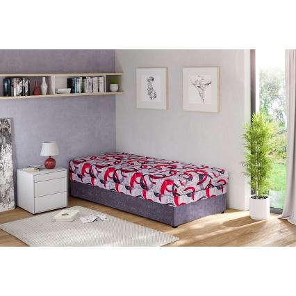 Tapicerowane łóżko dzienne z miejscem do przechowywania ESTEL 90x200 cm szare