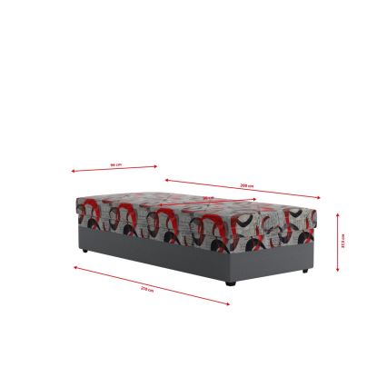 Tapicerowane łóżko dzienne z miejscem do przechowywania ESTEL 90x200 cm szare
