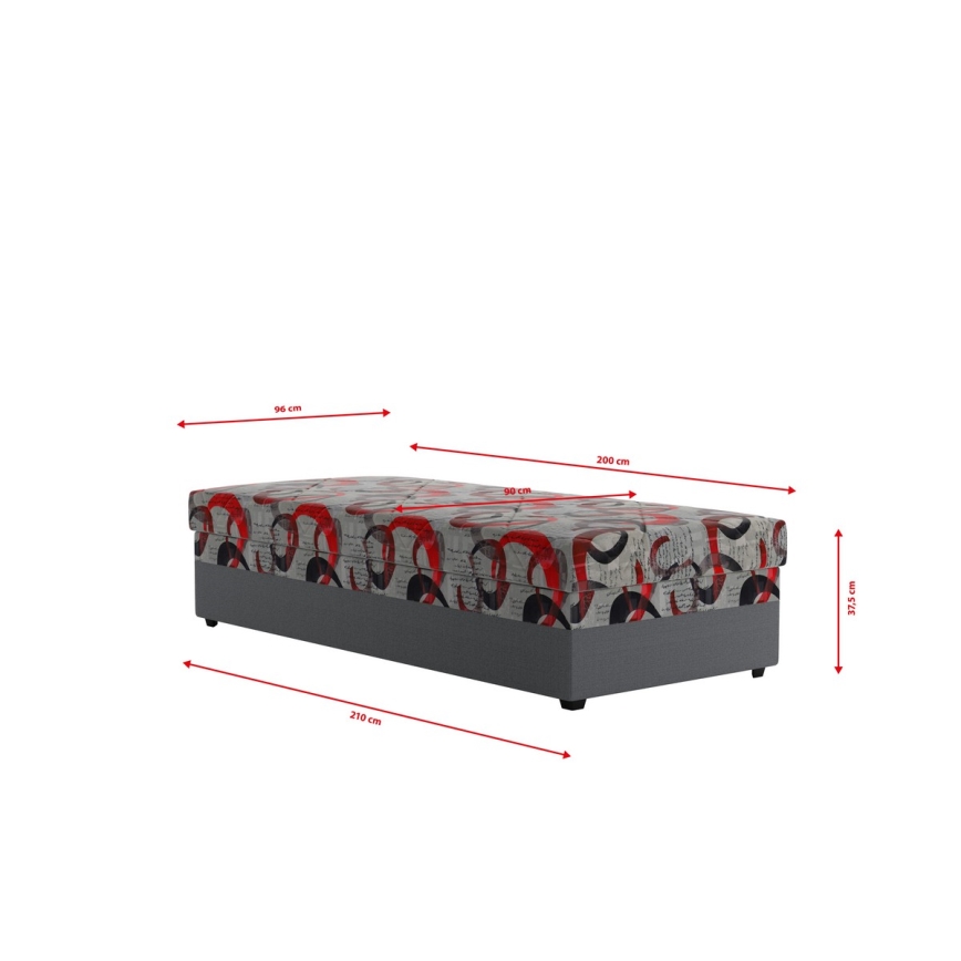 Tapicerowane łóżko dzienne z miejscem do przechowywania ESTEL 90x200 cm szare