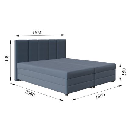 Tapicerowane łóżko z materacem sprężynowym i pojemnikiem na pościel ISABEL 180x200 szare