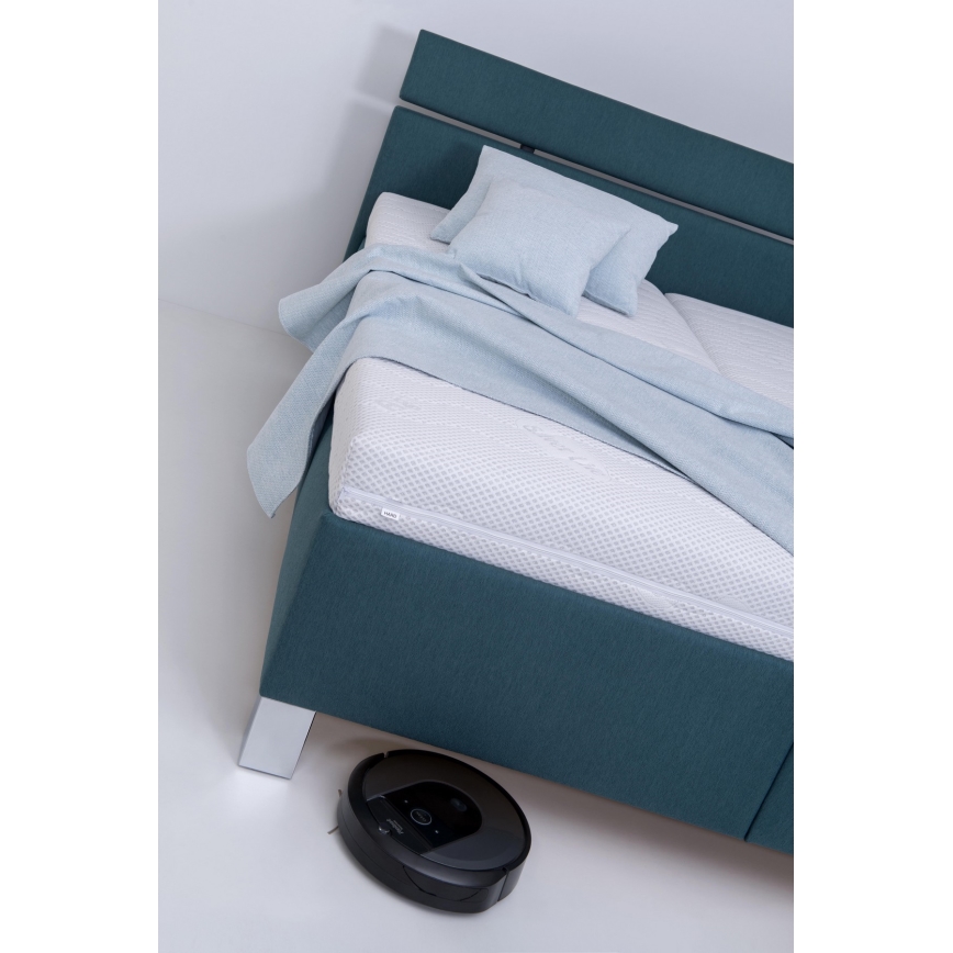 Tapicerowane łóżko z pojemnikiem bez materaca ALIS 180x200 cm petrolowe