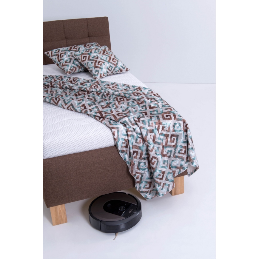 Tapicerowane łóżko z pojemnikiem bez materaca MARIA ONE 90x200 cm brązowe