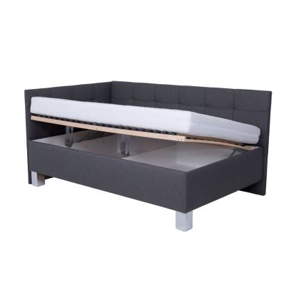 Tapicerowane łóżko z pojemnikiem bez materaca MARIA PETITE 120x200 cm szare