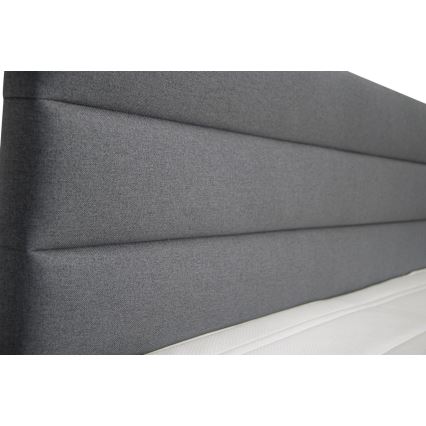 Łóżko tapicerowane z pojemnikiem na pościel i materacami z topperem NEW BOLERO 160x200 cm szare