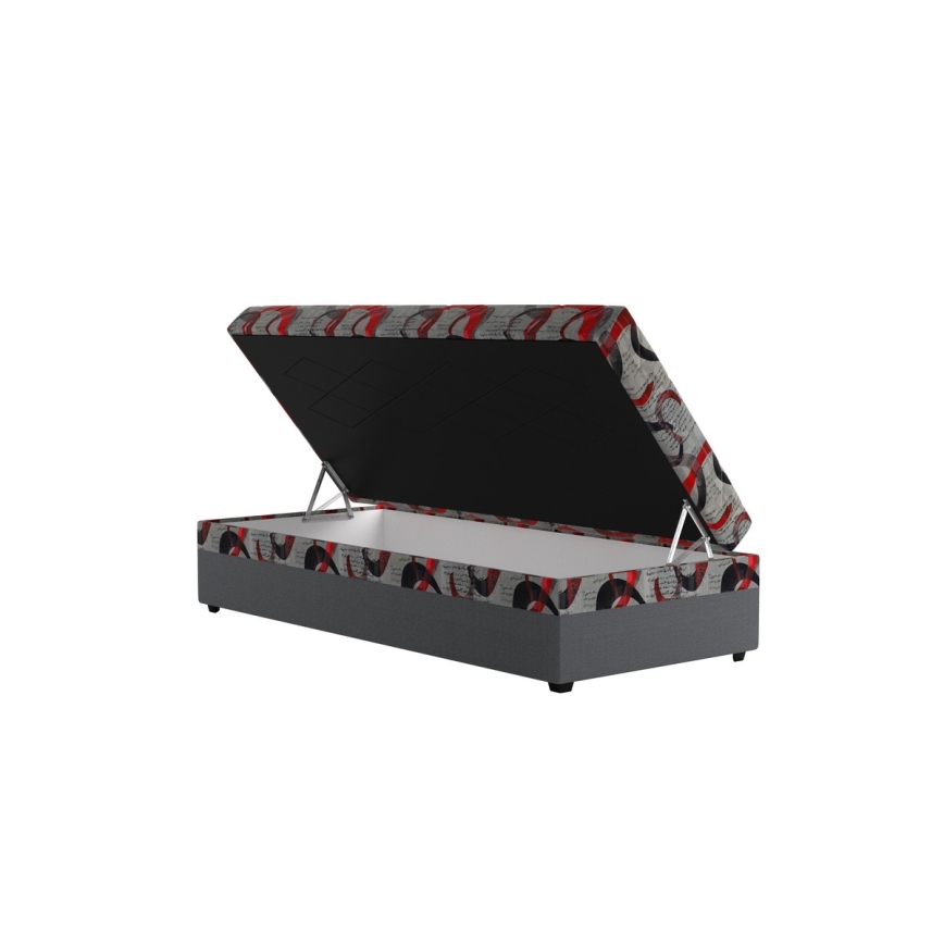 Tapicerowane łóżko z pojemnikiem na pościel ESTEL 90x200 cm szare