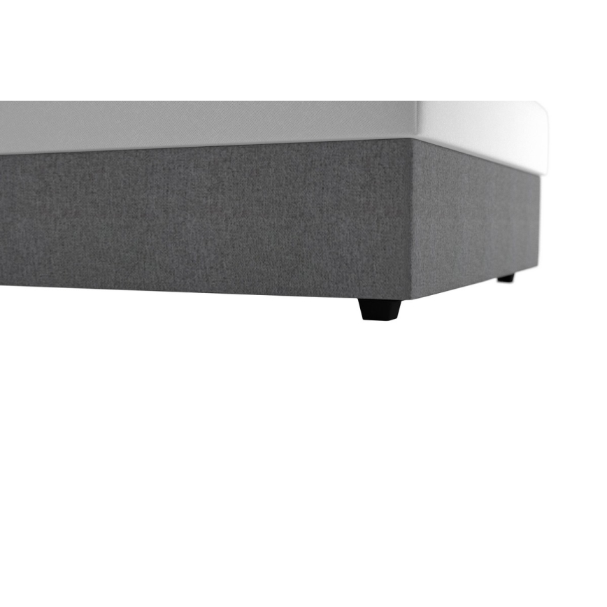 Tapicerowane łóżko z pojemnikiem na pościel i materacem DARIA 120x200 cm szare