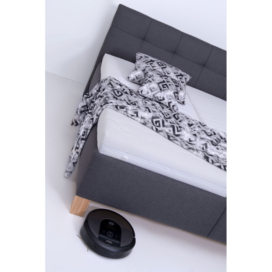 Tapicerowane łóżko z pojemnikiem na pościel MARIA 160x200 cm, bez materaca, szare