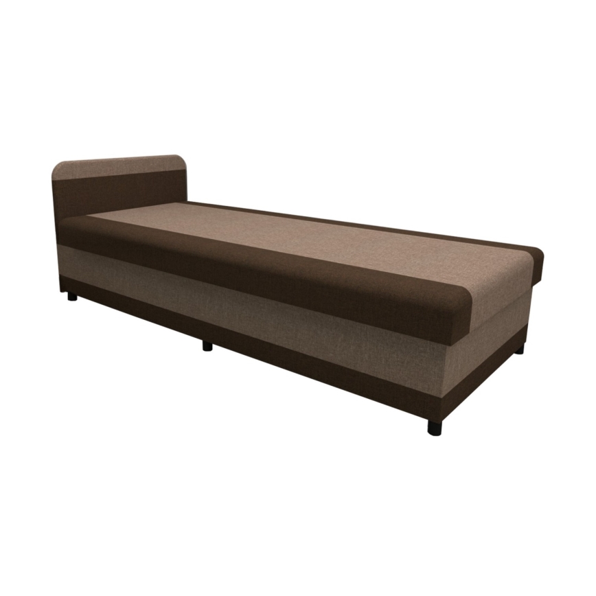 Tapicerowane łóżko z pojemnikiem TALI 80x202 brązowo-beżowe