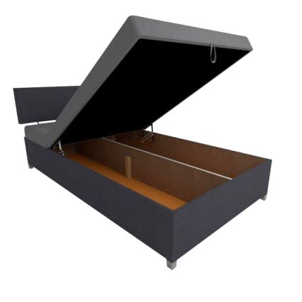 Tapicerowany tapczan z regulacją oparcia i pojemnikiem na pościel DALLAS 108x205 cm szary/antracyt