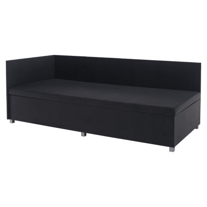 Łóżko tapicerowane z uniwersalnym wezgłowiem i pojemnikiem na pościel AMSTERDAM 90x200 cm szare