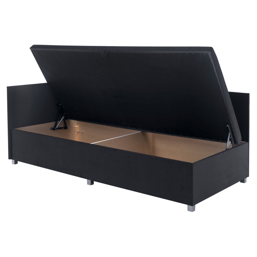 Łóżko tapicerowane z uniwersalnym wezgłowiem i pojemnikiem na pościel AMSTERDAM 90x200 cm szare