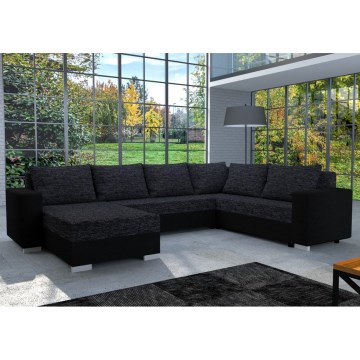 Tapicerowany uniwersalny narożnik rozkładany w kształcie U YORK czarny/antracyt