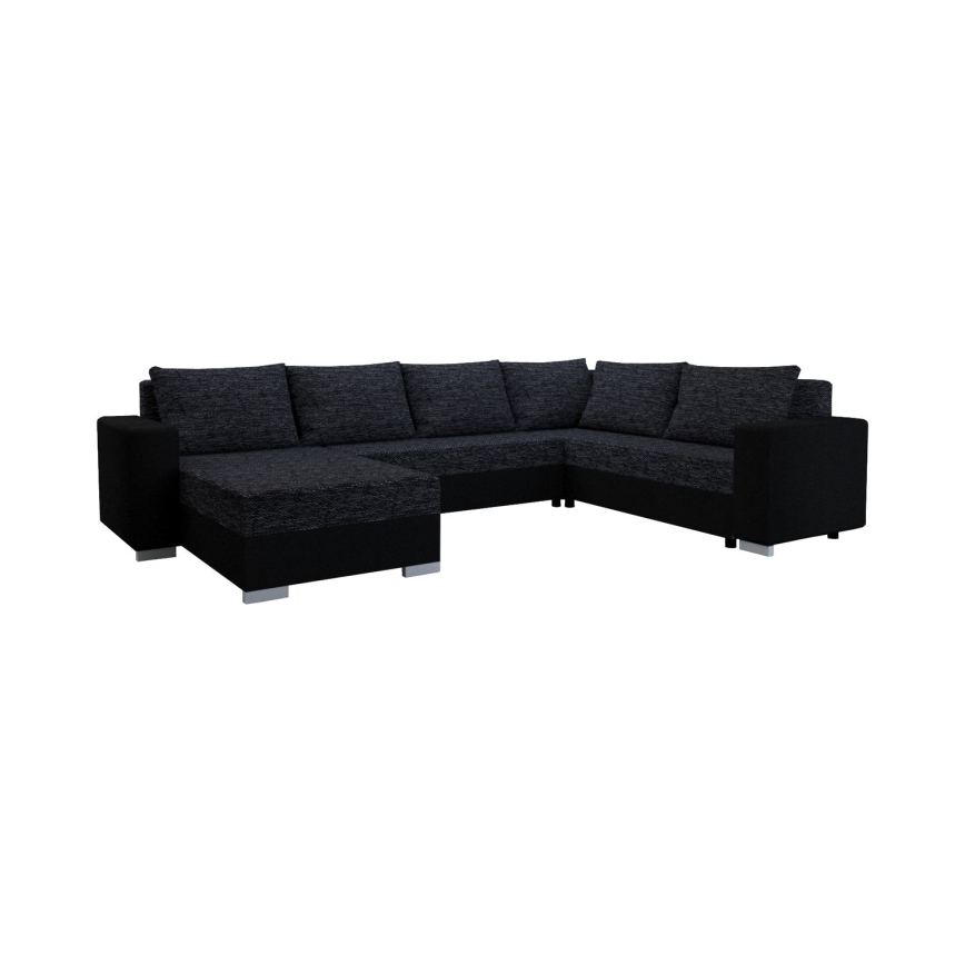 Tapicerowany uniwersalny narożnik rozkładany w kształcie U YORK czarny/antracyt