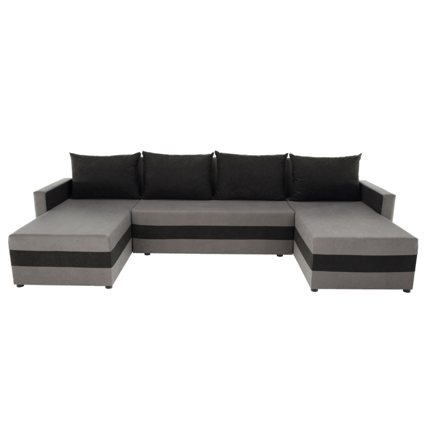 Tapicerowany, uniwersalny, rozkładany narożnik w kształcie U BRISTOL, szary/czarny