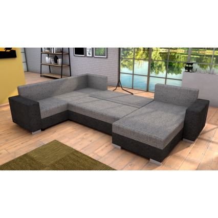 Tapicerowany uniwersalny rozkładany narożnik w kształcie U YORK szary/beżowy/brązowy