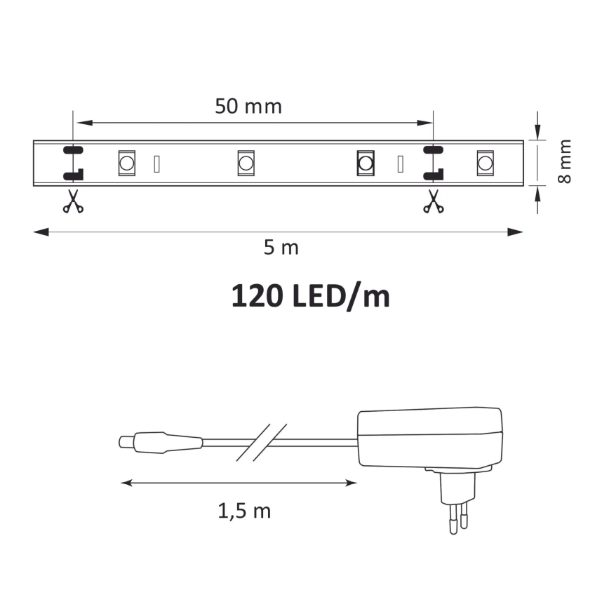Taśma LED 5m LED/36W/12V 4000K