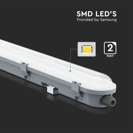Techniczna oprawa świetlówkowa LED z chipem SAMSUNG, 18W, 230V, 6500K, IP65, 60 cm
