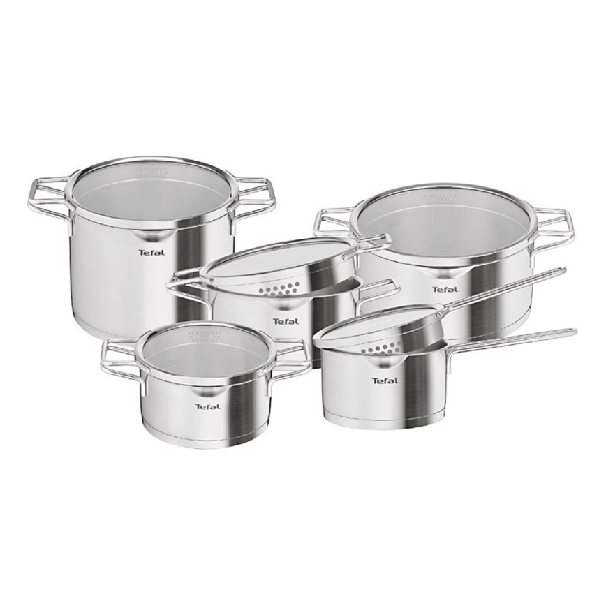 Tefal - 10-częściowy zestaw garnków NORDICA ze stali nierdzewnej