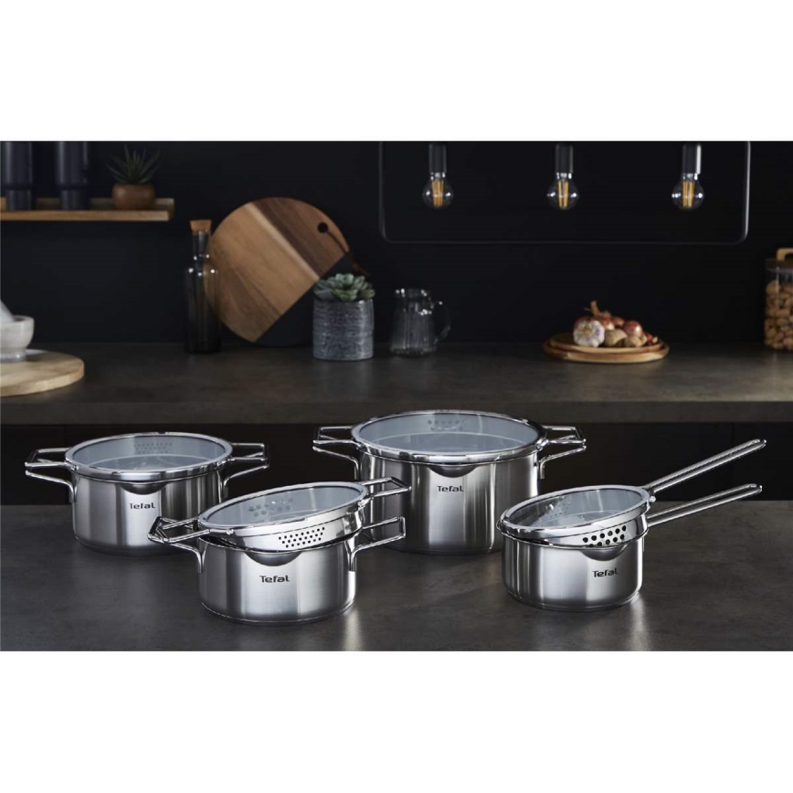 Tefal - 10-częściowy zestaw garnków NORDICA ze stali nierdzewnej