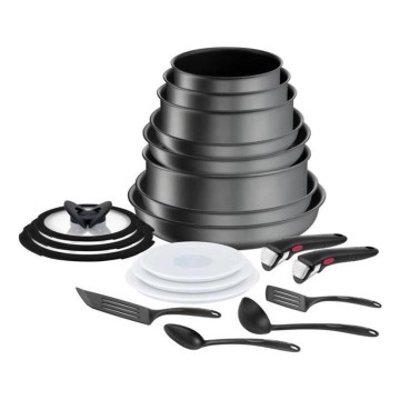 Tefal - 20-częściowy zestaw naczyń INGENIO DAILY CHEF ON, czarny