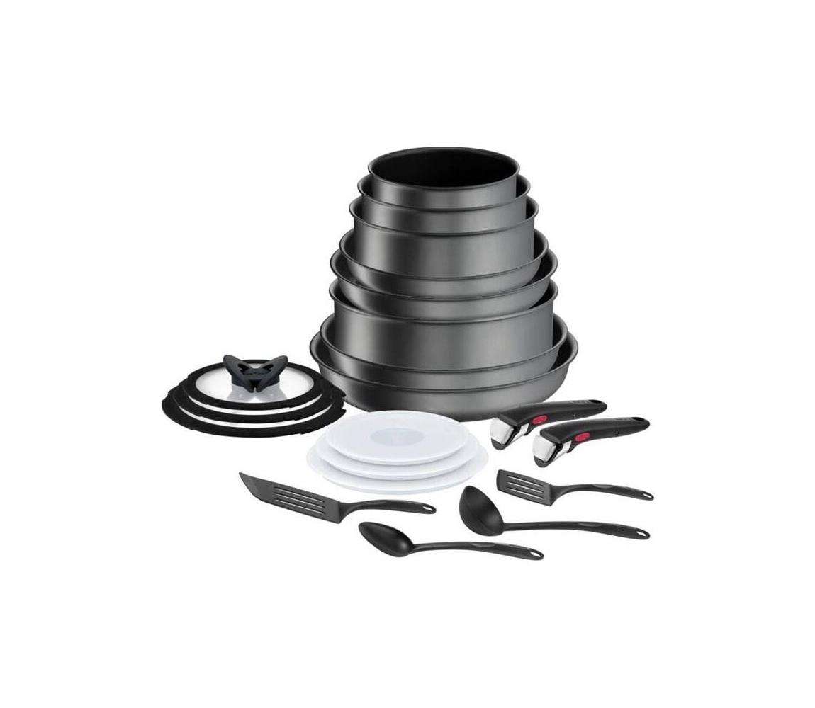 Tefal - 20-częściowy zestaw naczyń INGENIO DAILY CHEF ON, czarny