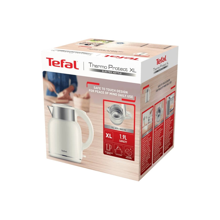 Tefal - Czajnik THERMO PROTECT XL 1,9l 1650W/230V stal nierdzewna/biały