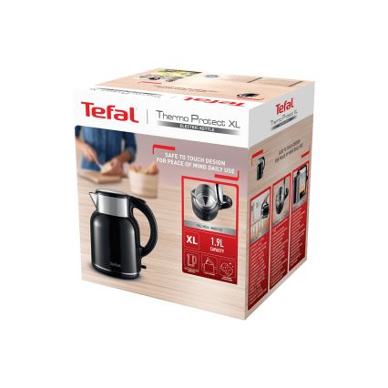 Tefal - Czajnik THERMO PROTECT XL 1,9l 1650W/230V stal nierdzewna/czarny